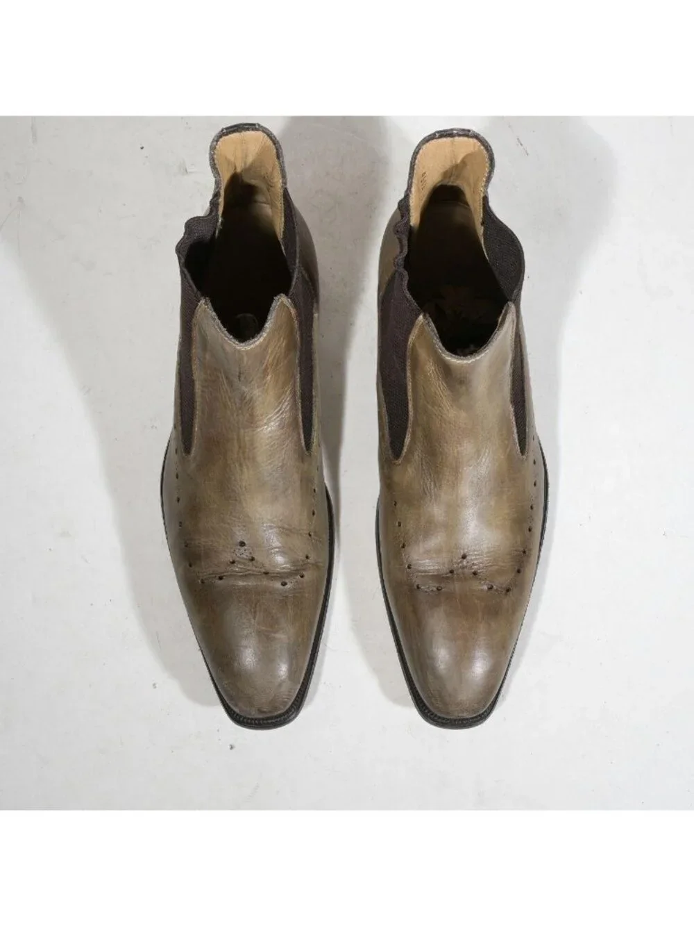 Brown Leather Perforated Wingtip Chelsea Ankle Boots Brogue UK 9, US 9.5 - 10 - Picture 4 of 7